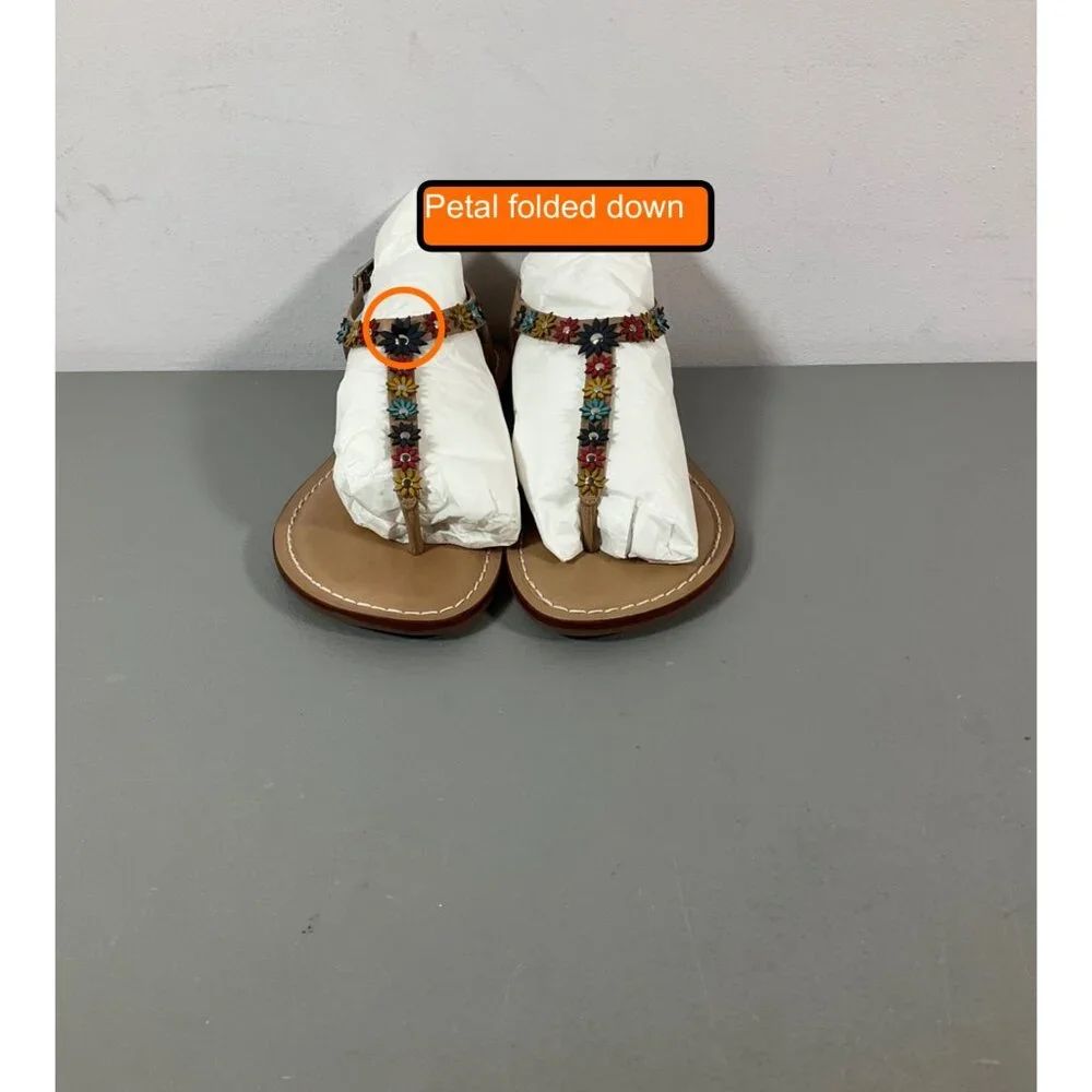 Bernardo Mirabeau Women's Leather Sandals - Brown, Size 9, Floral Embellishment - Picture 6 of 12